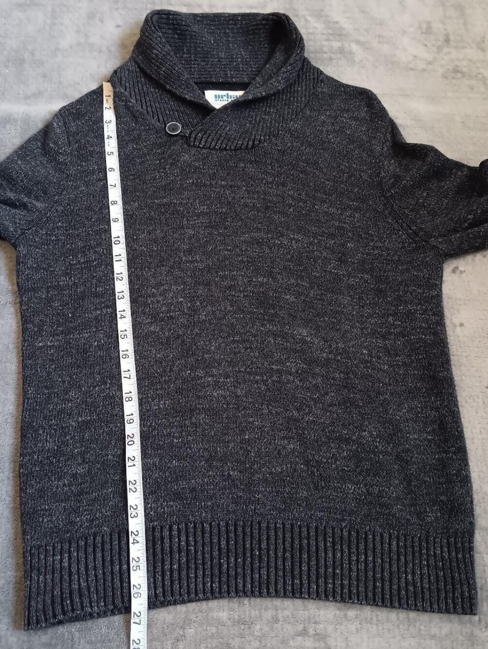 Urban Pipeline Shawl Collar Charcoal Mens Knit Pullover Academia Sweater Large - Picture 5 of 8
